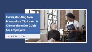 Title image with "Understanding New Hampshire Tip Laws: A Comprehensive Guide for Employers" and photo of a waitress serving a customer a pastry